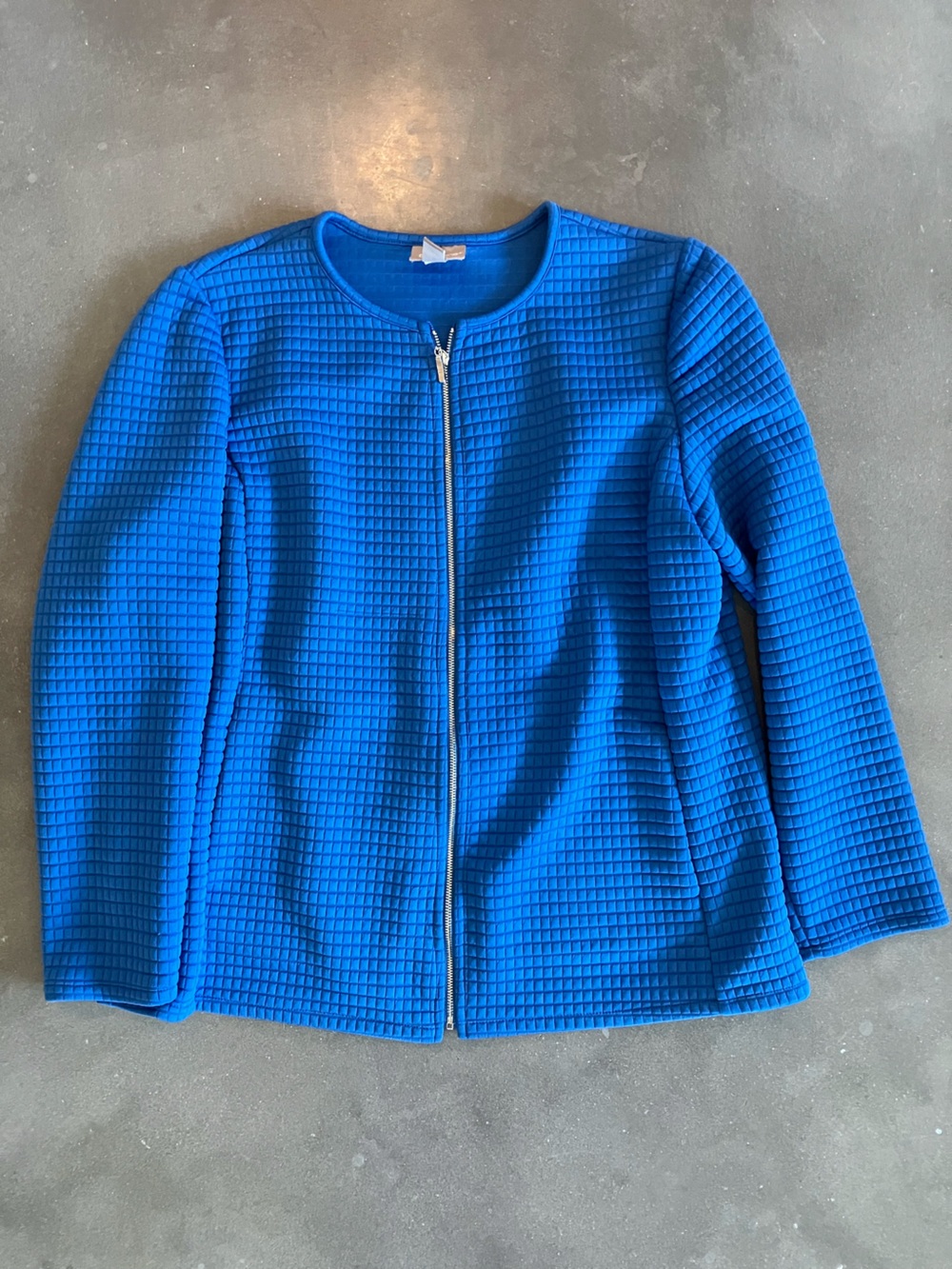 Chico's Electric Blue Textured Zip Jacket